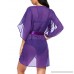 ADOME Women's Sexy Chiffon Swimsuit Cardigan with Ribbin Belt Sheer Bikini Plus Blouse Purple B07MZ2YW9R